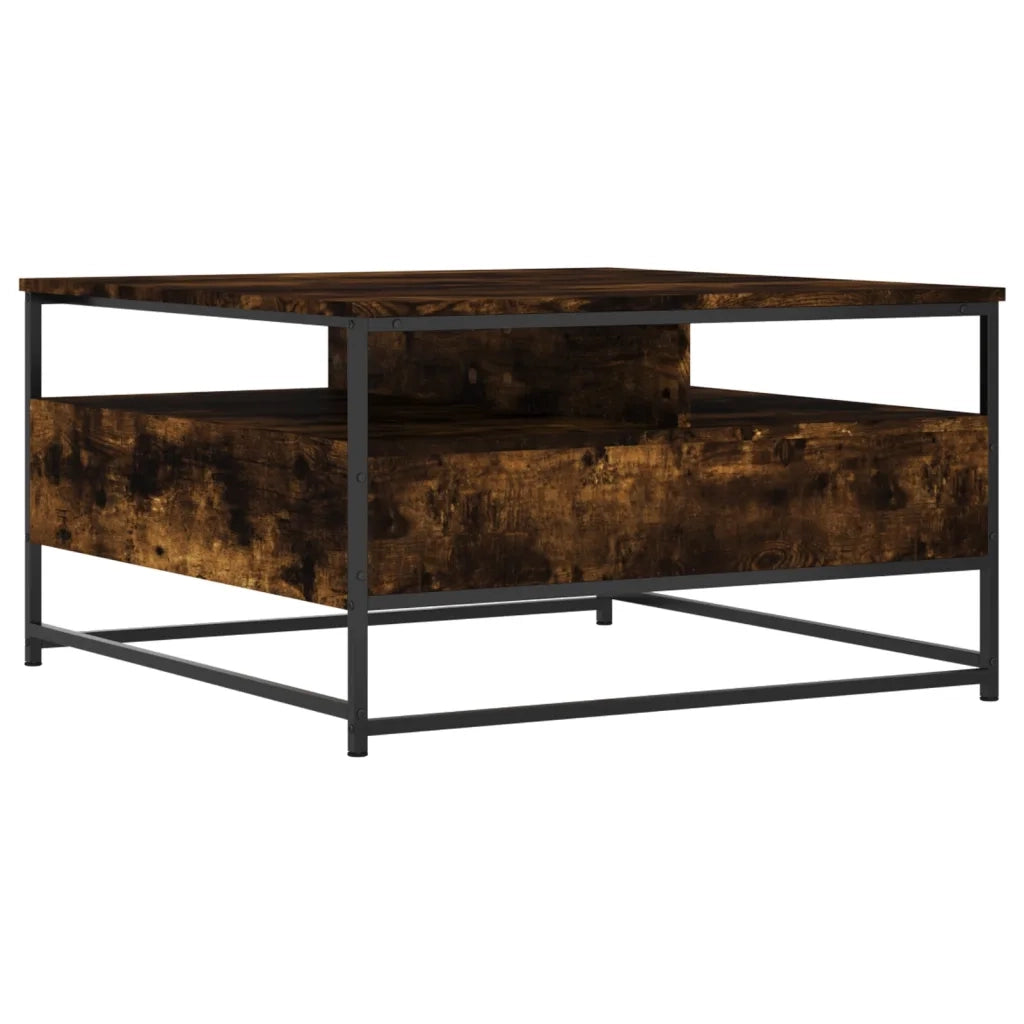 Tavolino da Salotto-Tavolino da soggiorno-Tavolo Rovere Fumo 80x80x45 cm Legno Multistrato