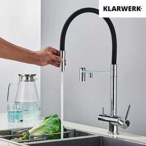 Lana | Rubinetto estensibile a 3 vie cromato lucido da cucina ad osmosi| per acqua potabile in acciaio inossidabile,  Filtra 3 connessioni