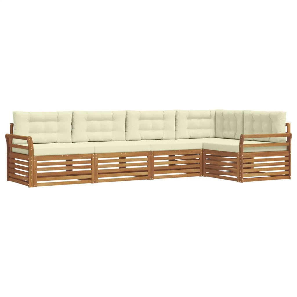 Set di divani da esterno con cuscino 5 pcs Naturale e Crema
