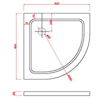 Piatto Doccia Semicircolare H5cm in ABS Rinforzato Bianco 80x80 cm