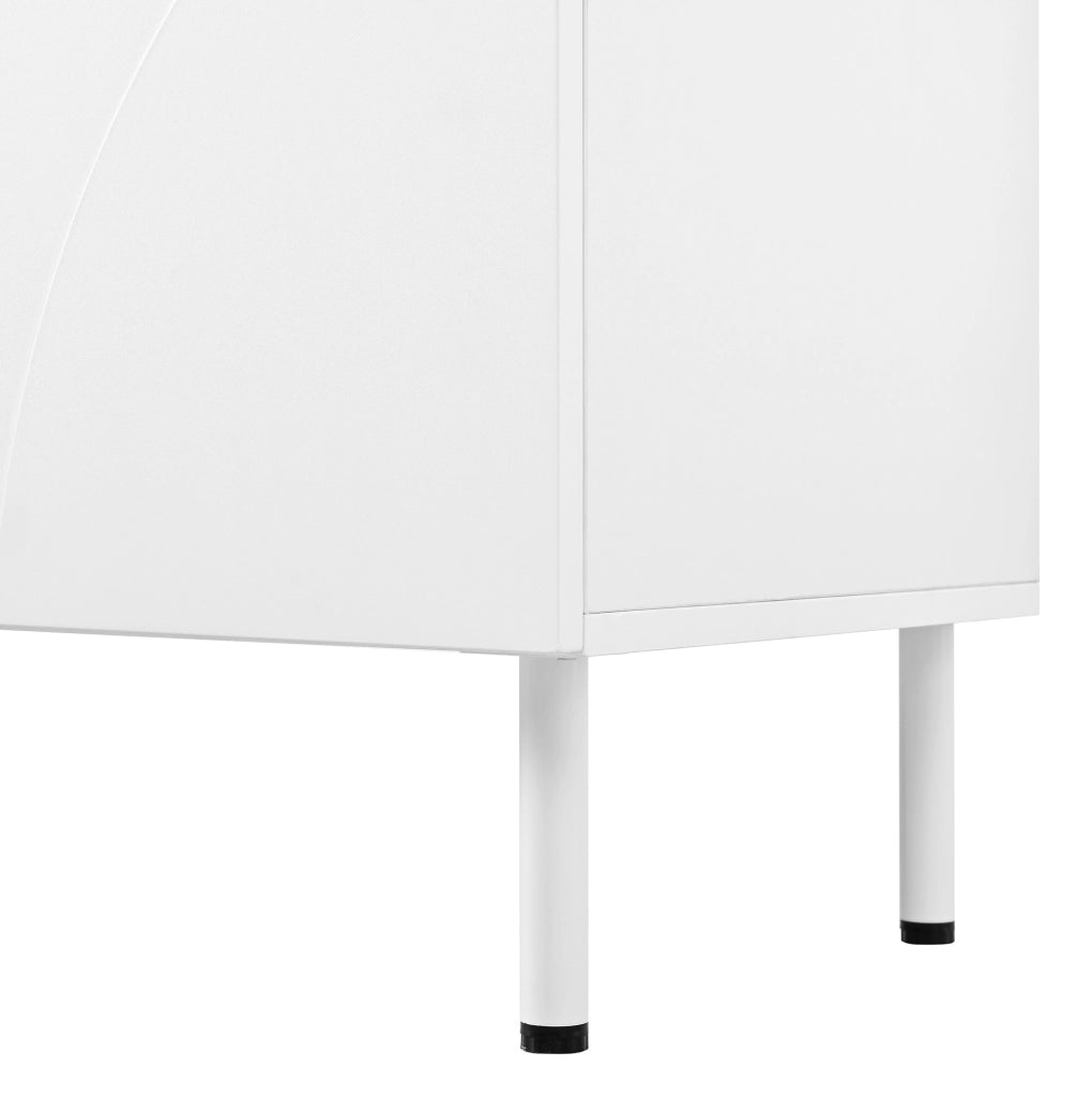 Credenza bianca 140 cm con ante curve e apertura push-to-open