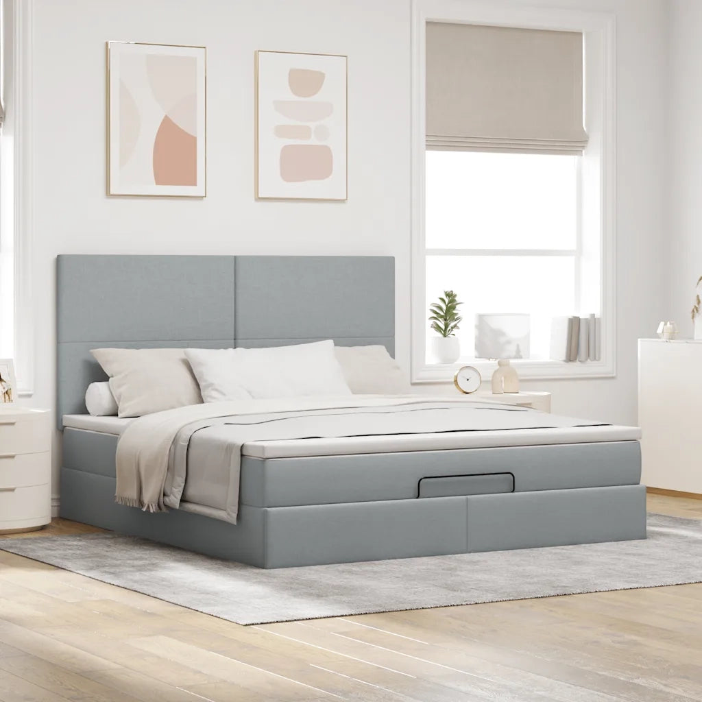 vidaXL Struttura Letto Pouf con Materasso 160x200 cm in Tessuto