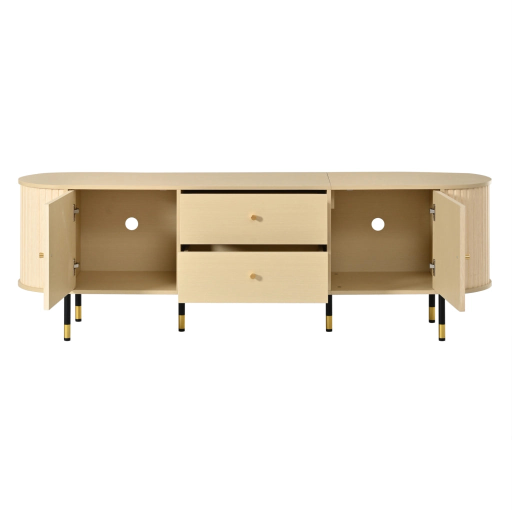 Mobile TV 180x40x58 cm con 2 cassetti; 2 ante e gestione cavi in MDF naturale