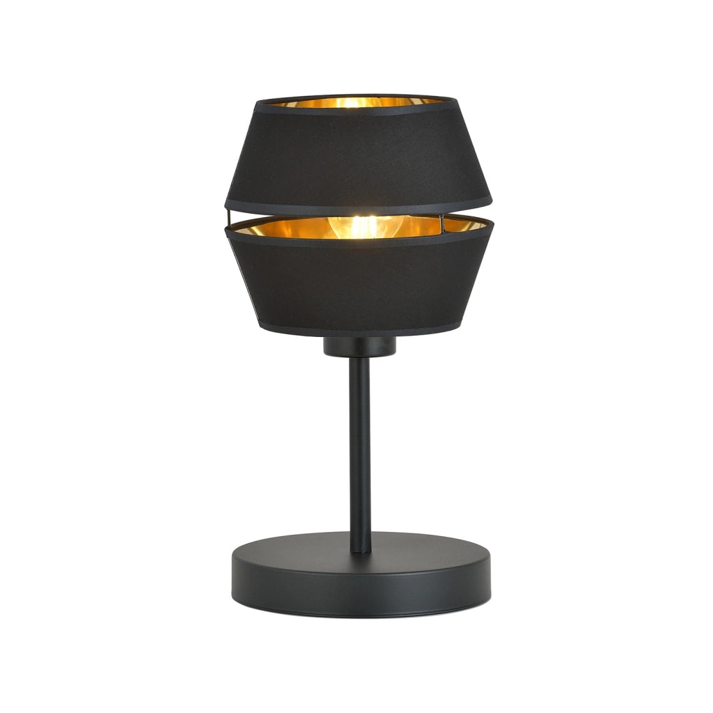Lampada Da Tavolo Contemporanea 1 Luce Bellerofonte In Metallo Nero E Oro