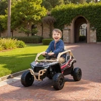 Macchina Elettrica per Bambini 3-8 Anni 12V con Licenza KAWASAKI, Doppio Motore, Telecomando e Musica, Giallo