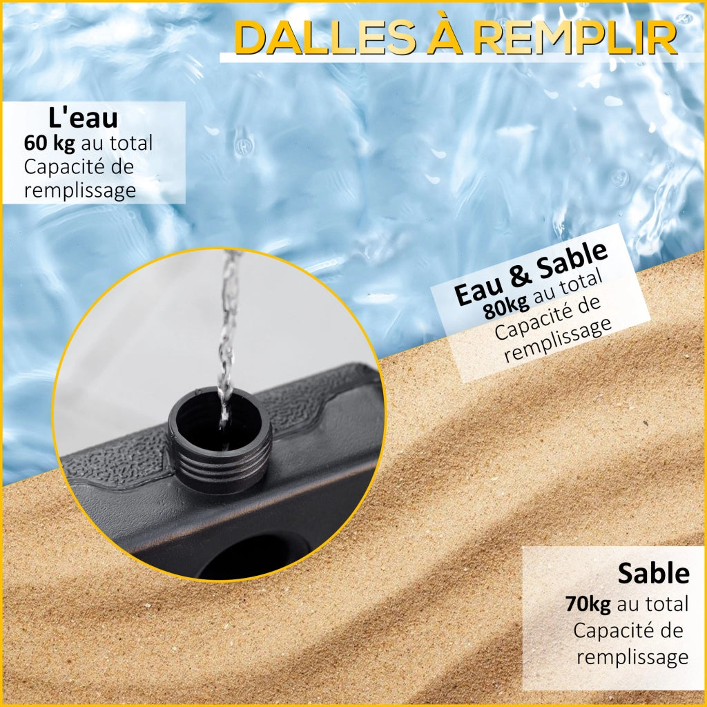 Base per Parasole 4 Plastre HDPE ¨C zephmum ¨C 100x100x6.8 cm Nero