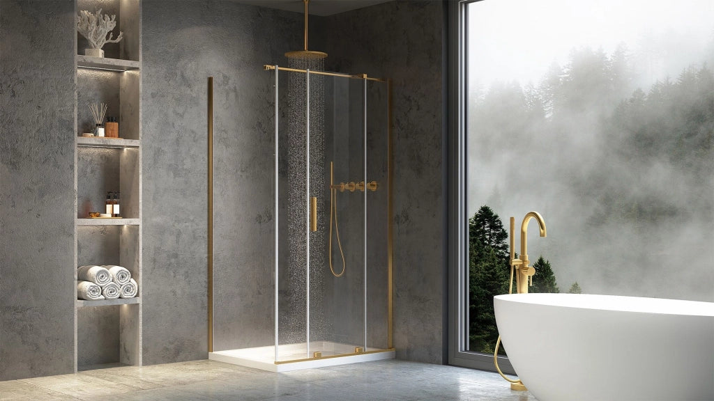 Cabina Doccia Rea Montana Gold Brush 140x80