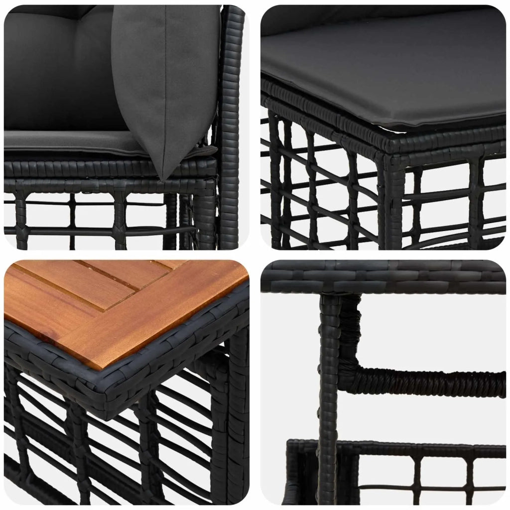 Set Divano da Giardino 9 pz Nero e Grigio scuro polyrattan 3437885