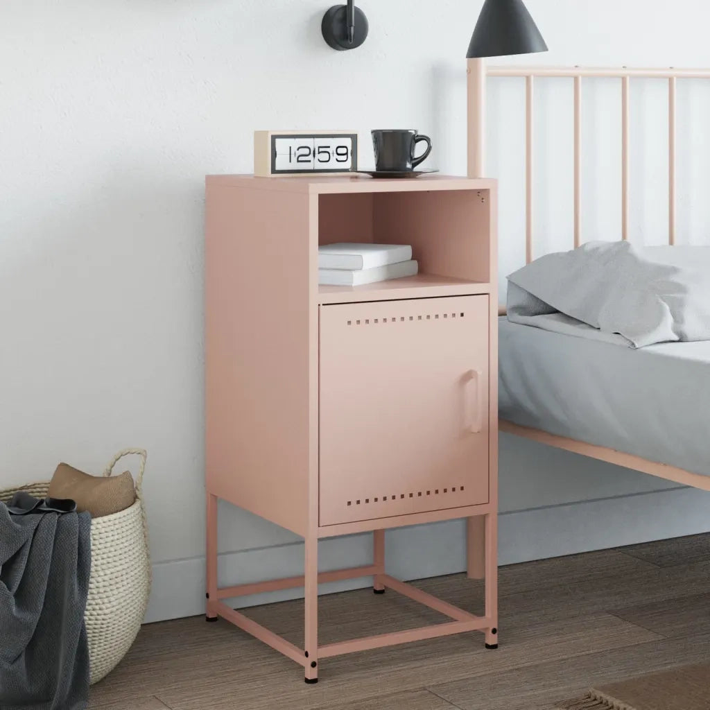Comodino | Armadio da Notte | Mobiletto da notte Rosa 36x39x78 cm in Acciaio