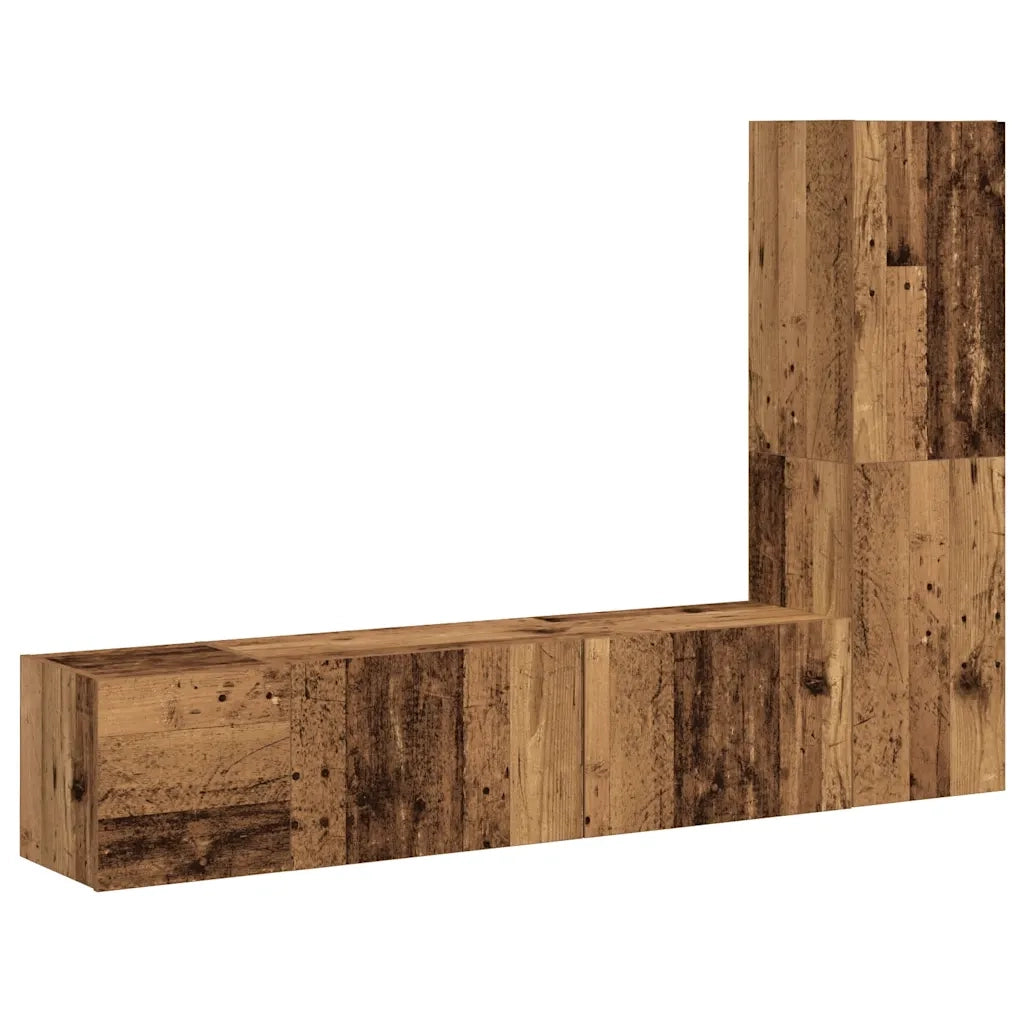 Mobili TV a Parete 3 pz Legno Antico in Legno Multistrato