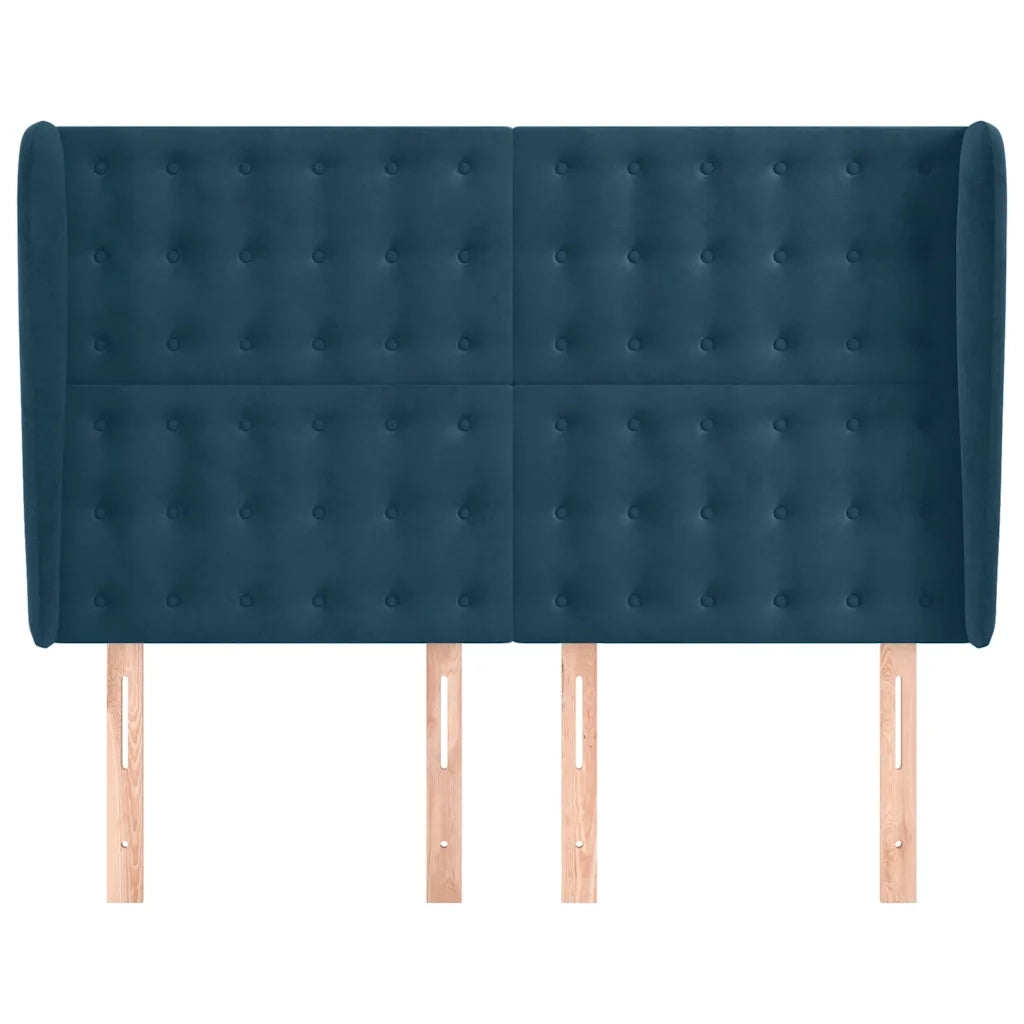 Testiera ad Orecchio Blu Scuro 147x23x118/128cm in Velluto 3118442