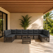 Set Divano da Giardino 11 pz Grigio polyrattan 3434330