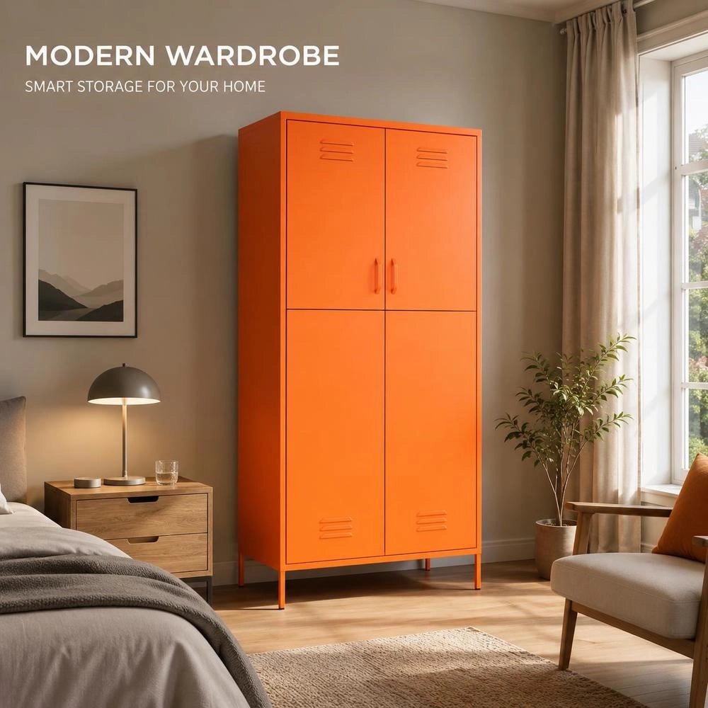 Wardrobe Orange 90x50x180 Cm Steel