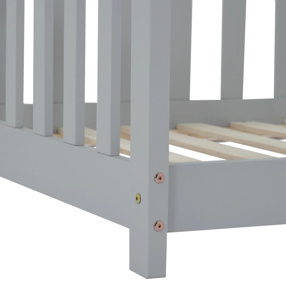 Letto Casetta Bambini in Legno Massello con Scala ¨C Xylo ¨C Grigio 90x200