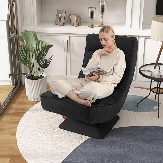 Chaise longue da Pavimento Pieghevole, Sedia da Gioco da Pavimento con Schienale Regolabile in 5 Posizioni, Divano Reclinabile da Interno (Nero)
