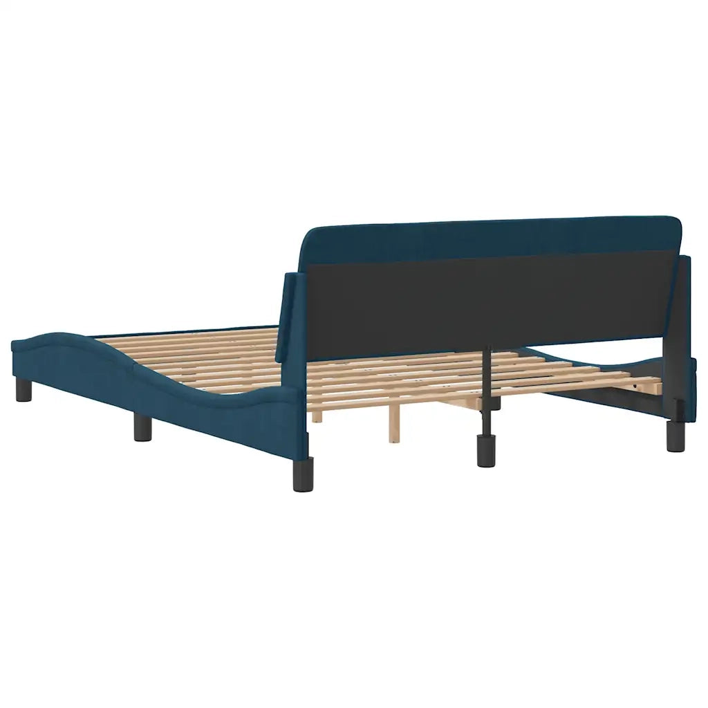 Giroletto con Testiera-Struttura Letto con testiera Dover Blu 140x190 cm in Velluto