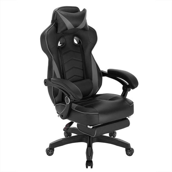 Sedia Ergonomica per Ufficio e Divertimento - Adatta a Bambini e Adulti - Materiale in Pelle - Nero/Grigio - 70x70x125 cm