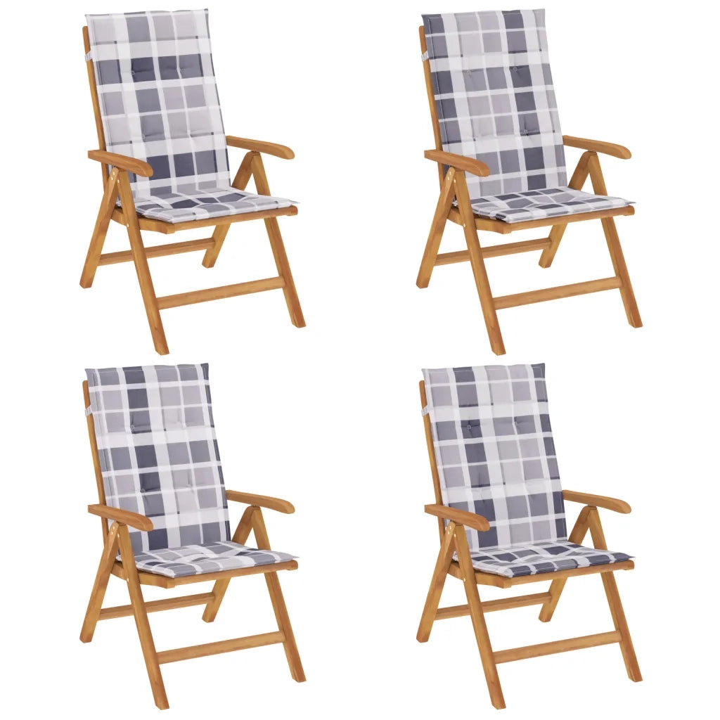 Sedie da Giardino Reclinabili con Cuscini 4 pz in Legno di Teak 3196477