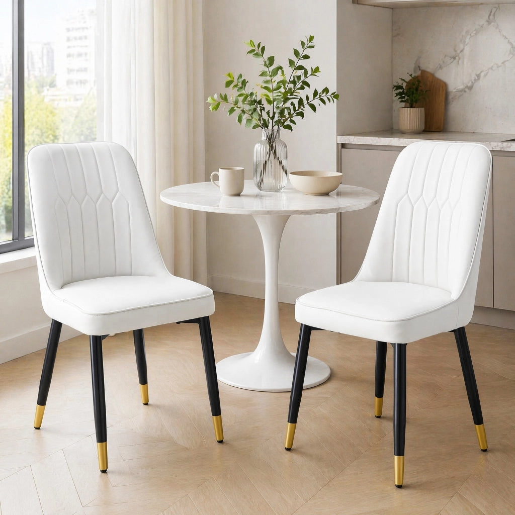 SEDIA da pranzo Set da 2 pezzi 43x41,5 cm PU bianco gambe metallo nero