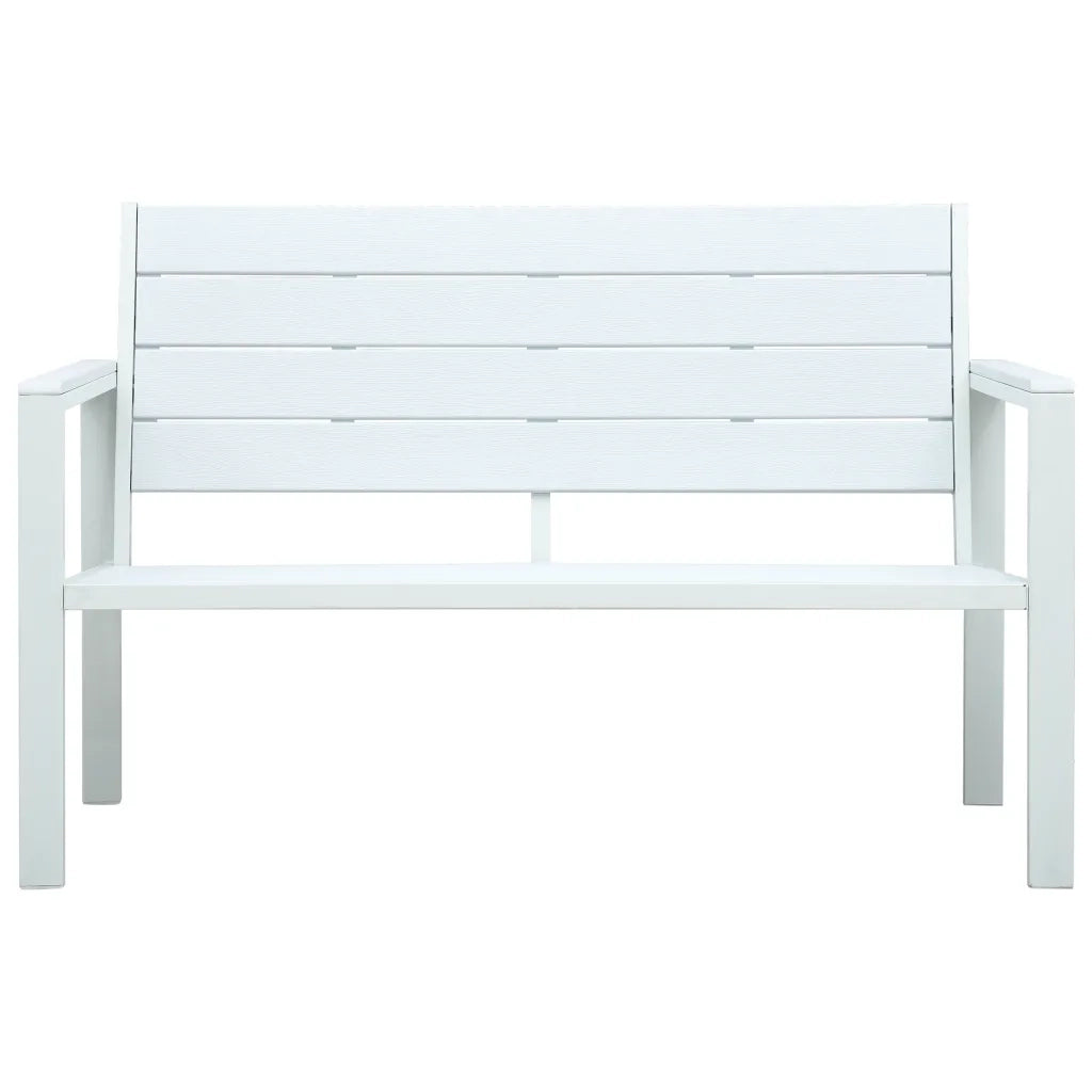 Panchina da Giardino 120 cm in HDPE Bianca con Aspetto Legno