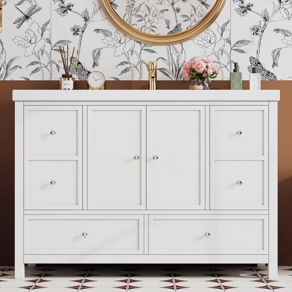 Mobile da Bagno con Lavabo Integrato e Cassetti ¨C Xylo ¨C Bianco 120x50x86.5cm
