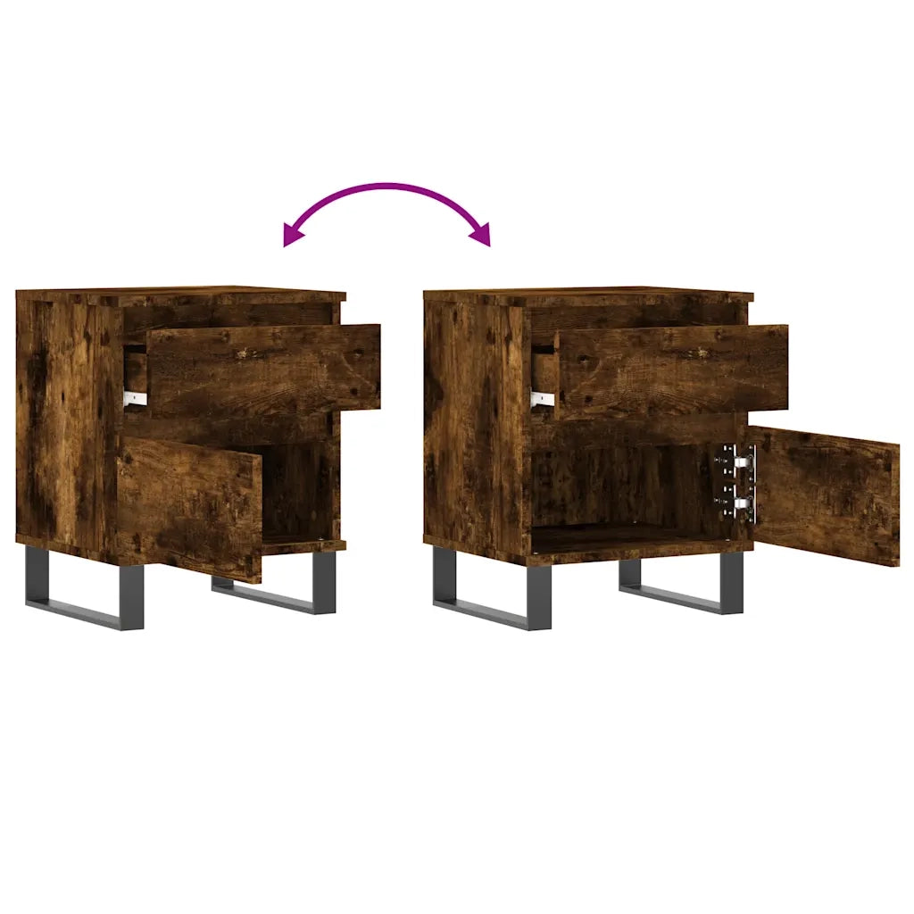 Comodino-Tavolino da notte Rovere Fumo 40x35x50 cm in Legno Multistrato 489376