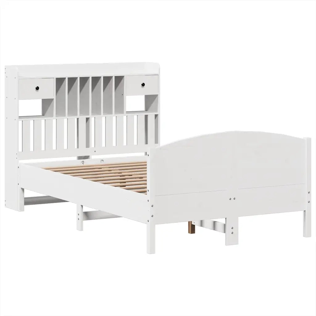 Letto Libreria senza Materasso Bianco 135x190 cm Legno di Pino 3323153