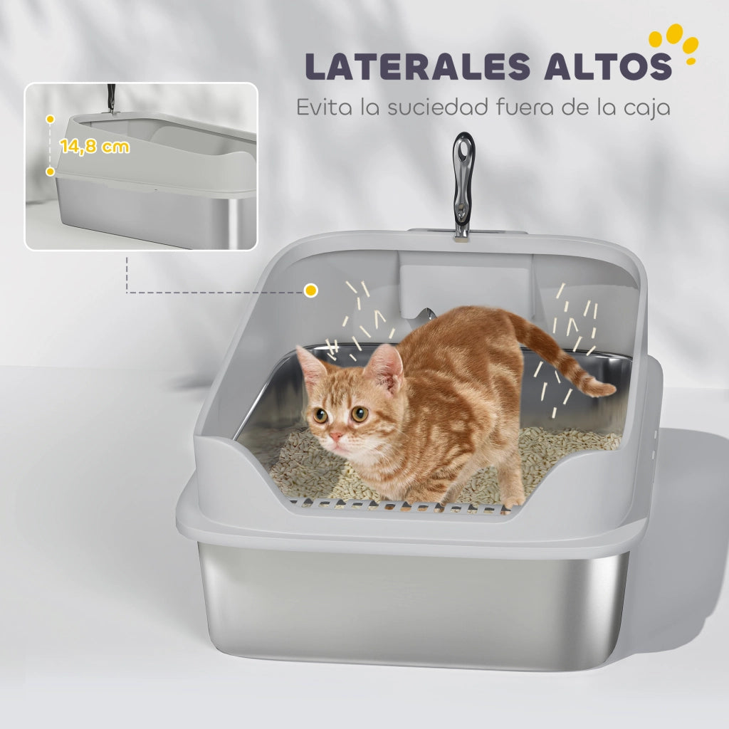 Arenero per Gatti ¨C zephmum ¨C 70x50x30 cm Grigio Acciao Inox