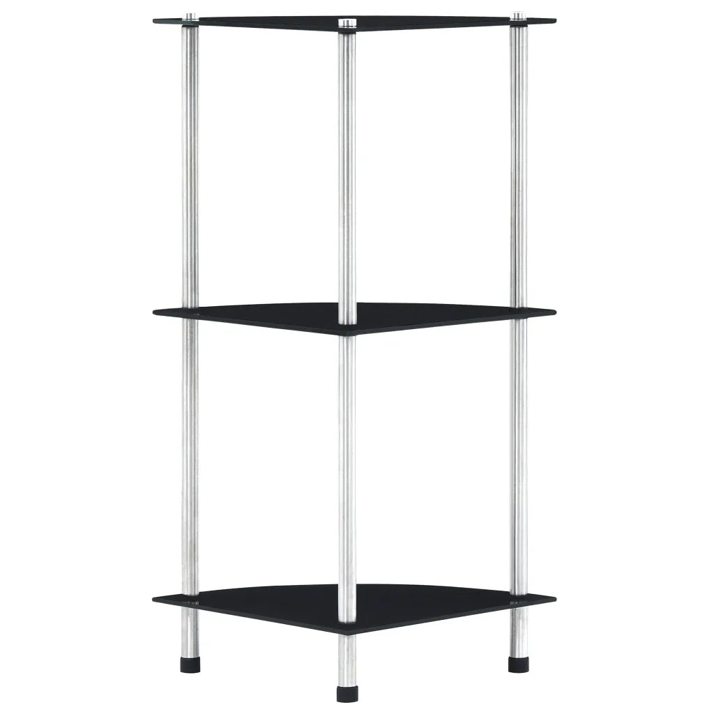 Scaffale a 3 Livelli Nero 30x30x67 cm in Vetro Temperato cod mxl 33772