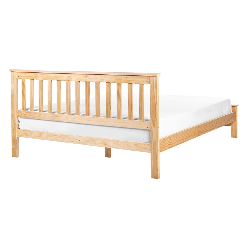 Letto matrimoniale moderno in legno massiccio con doghe in marrone chiaro 140 x 200 cm stile scandinavo