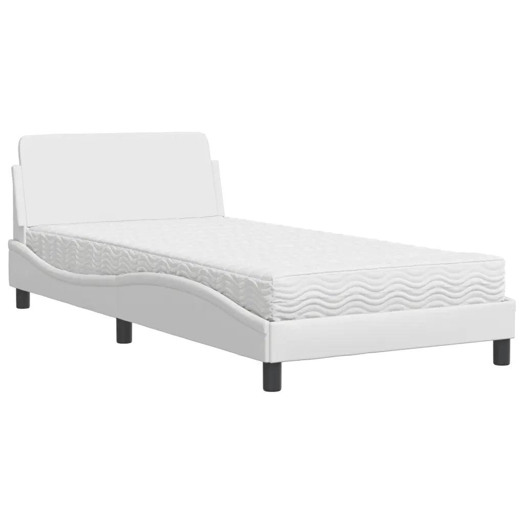 Letto con Materasso Dover Bianco 100x200 cm in Similpelle