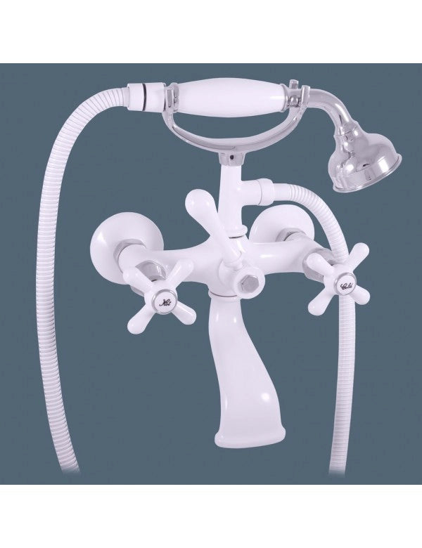 Miscelatore vasca MORAVA RETRO in ottone bianco cromato