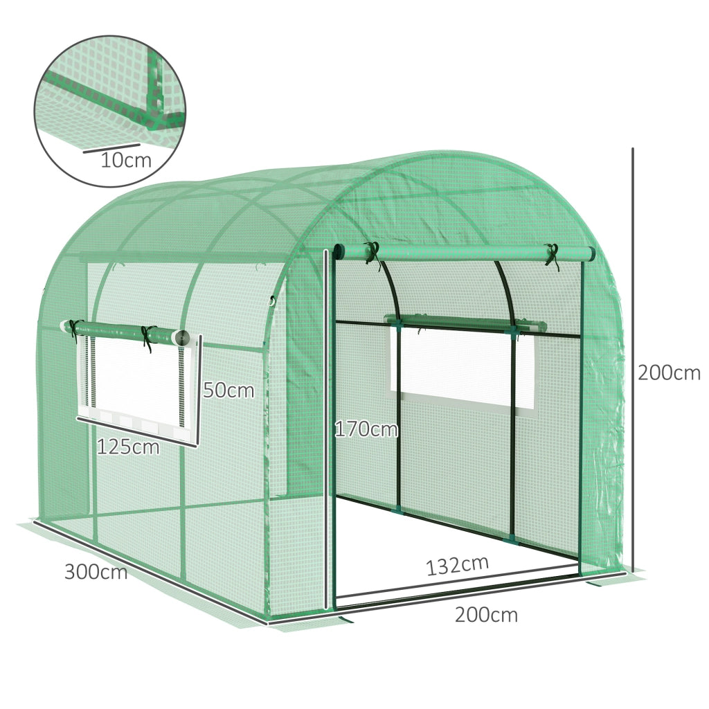 Serra da Giardino Tunnel ¨C zephmum ¨C 3x2x2 m Verde Acciaio PE Anti UV