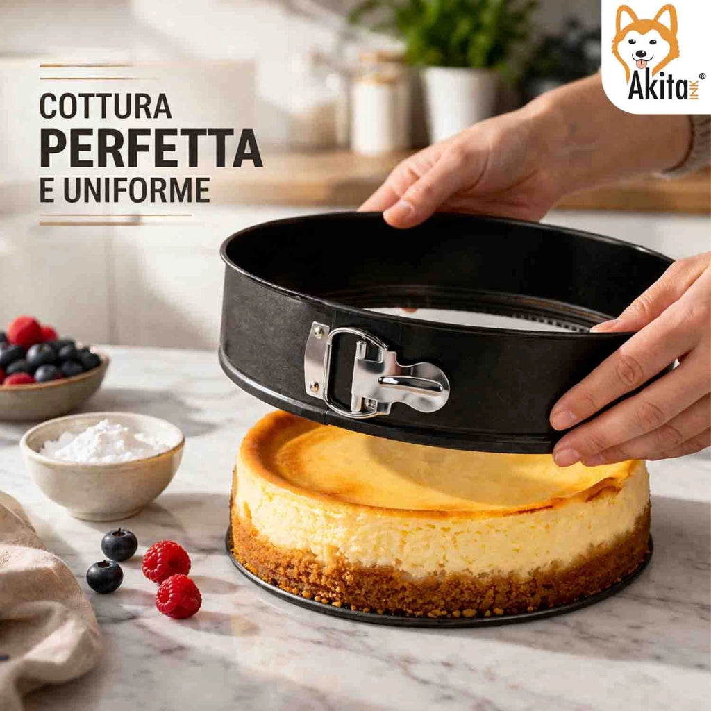 Akitaink Set 3 Tortiere a Cerniera 24 26 28 cm Antiaderenti