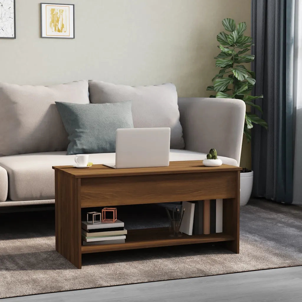 Tavolino Salotto Rovere Marrone 102x50x52,5cm Legno Multistrato 819292