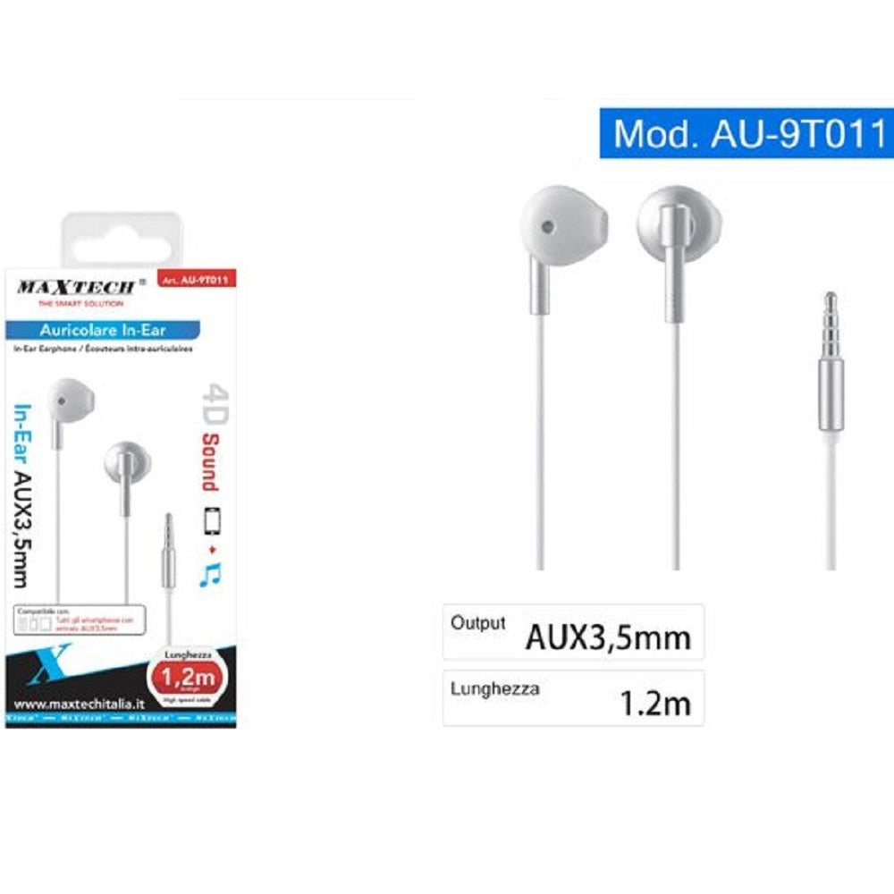 Trade Shop - Auricolari Cuffie Cavo 1,2 Metri Connettore Aux 3,5mm Per Smartphone Au-9t011 -