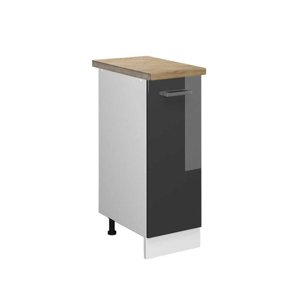 Armadio cucina dispensa alto R-Line Antracite lucido/Bianco 30 cm, PL Rovere Vicco