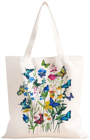 Borsa a Tote in Juta - Capacità Grande - Dimensioni 40 x 35 cm - Maniglie Lunghe - Disegno a Print - Borsa per Donne