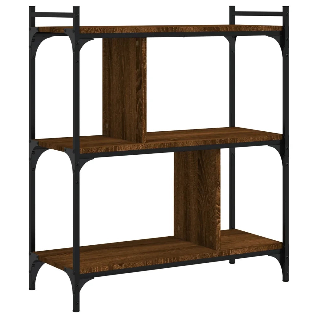 Libreria-Scaffale per Libri-Mobile di Stoccaggio Rovere Marrone 3 Ripiani 76x32x88 cm Legno Multistrato