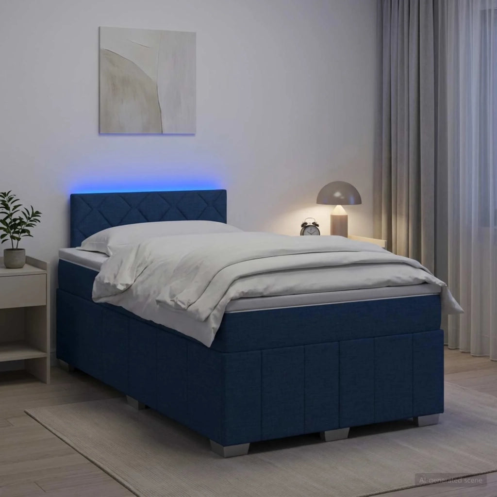 Letto box spring con materasso Blu 120 x 190 cm Tessuto 3452641