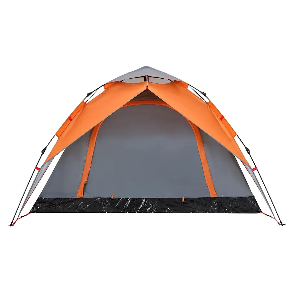 Tenda a Cupola 4 Persone-Tenda da campeggio Grigio e Arancione a Rilascio Rapido 783126