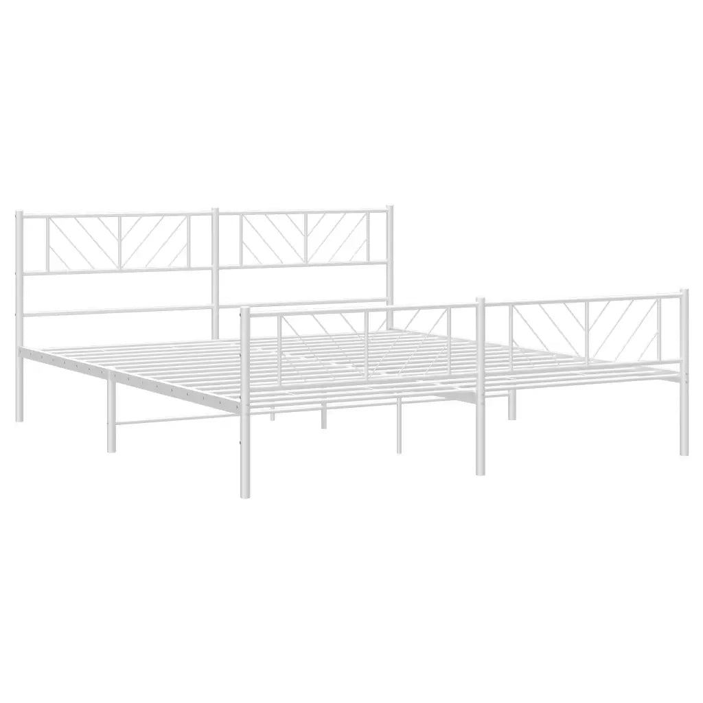 Giroletto con Testiera e Pediera Metallo Bianco 183x213 cm 372251