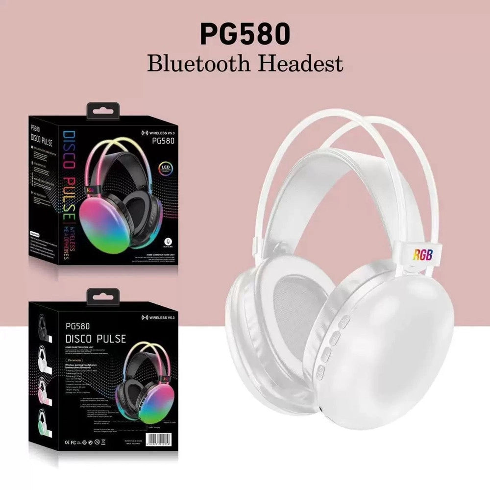 Trade Shop - Cuffie Wireless Ricaricabile Bluetooth V5.3 Luci Rgb Led Auricolare Musica Pc Smartphone -