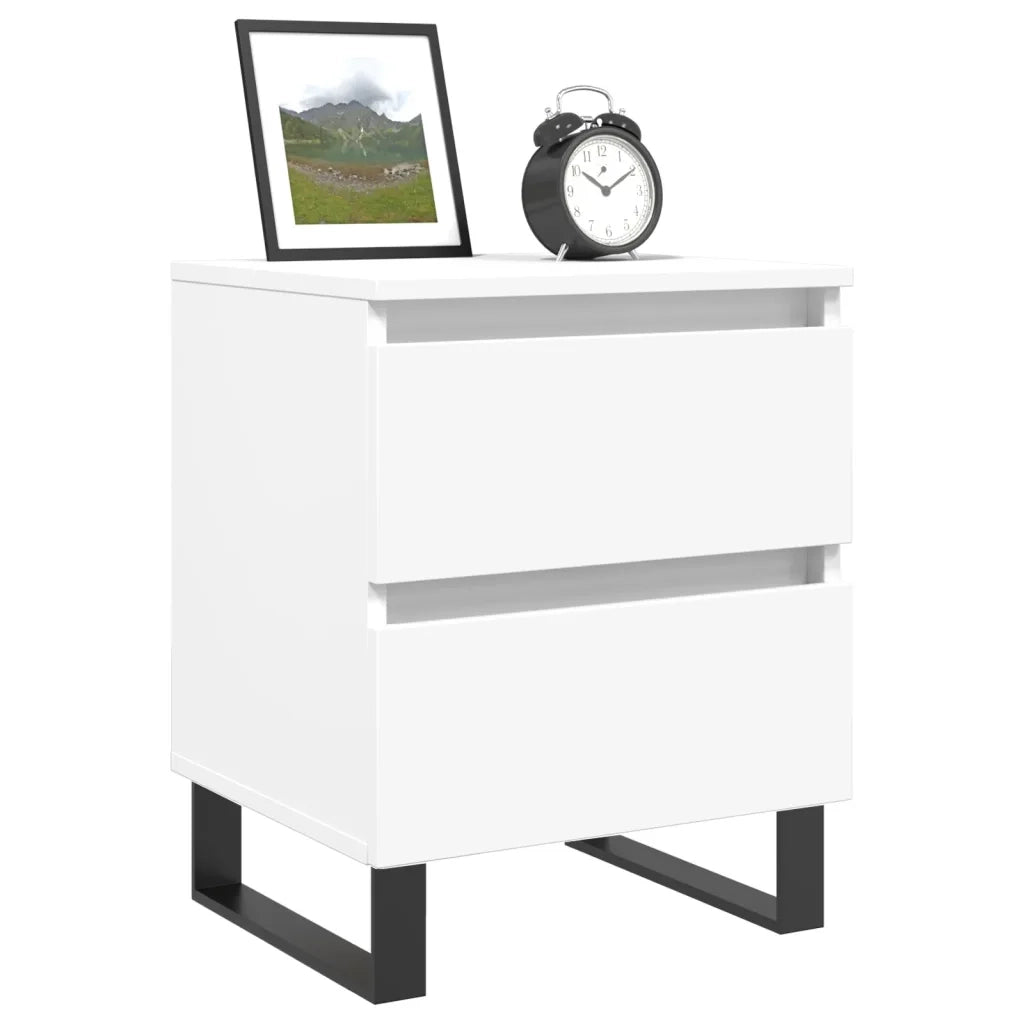 Set di 2 Comodini | Armadio da Notte | Mobiletto da notte Bianchi 40x35x50 cm in Legno Multistrato