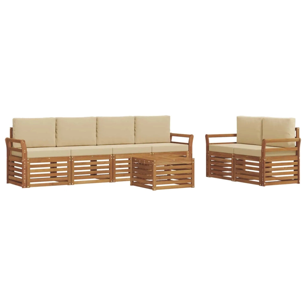 Set di divani da esterno con cuscino 7 pcs Naturale e Beige