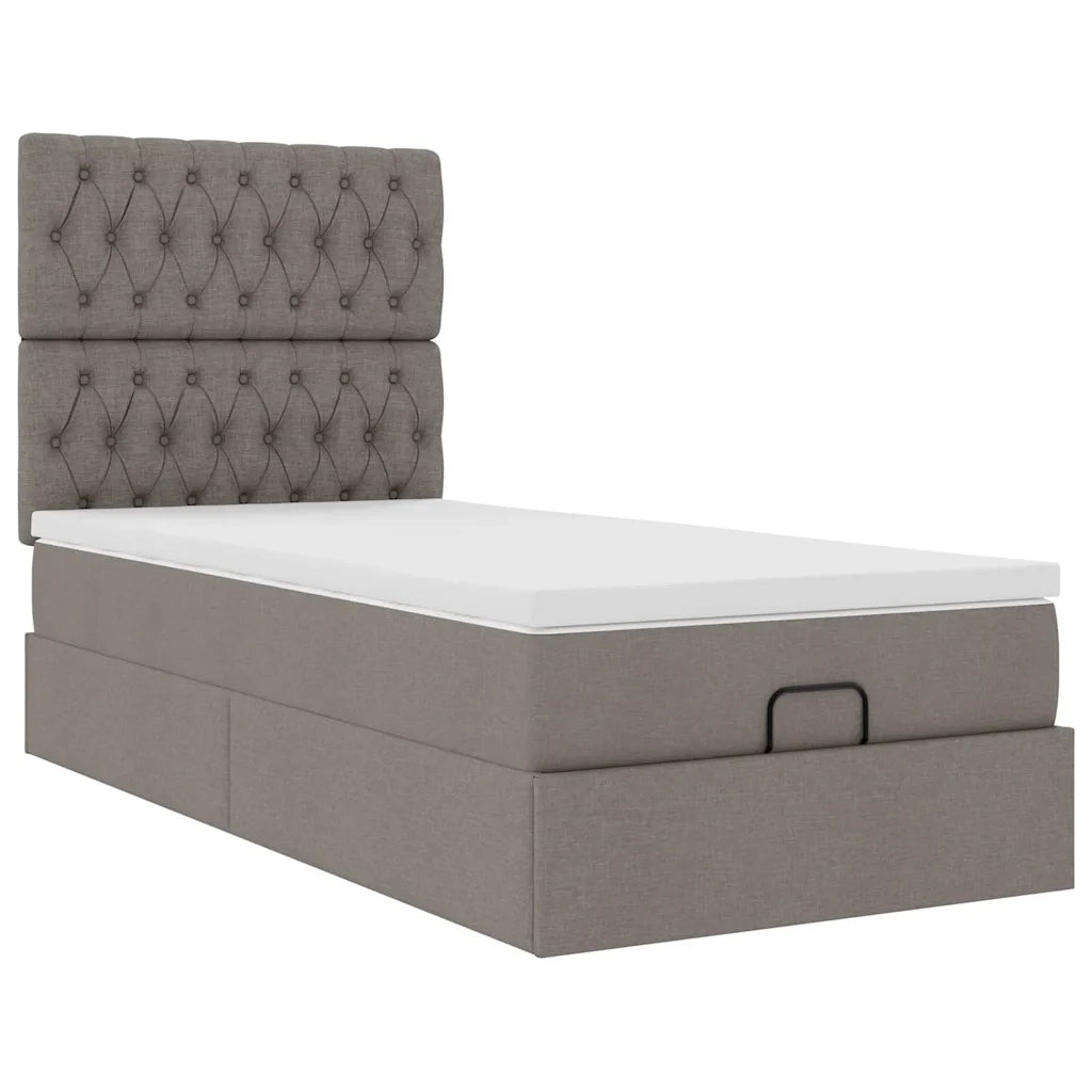 Struttura Letto Pouf con Materasso Tortora 80x200 cm in Tessuto 3313199