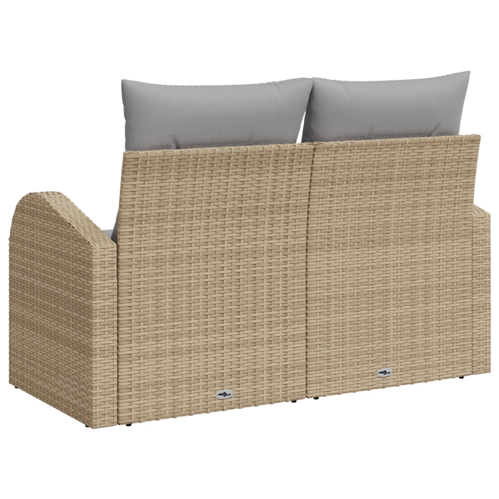 Divano da Giardino a 2 posti con Spazio di Archiviazione e Cuscini Beige in Polyrattan