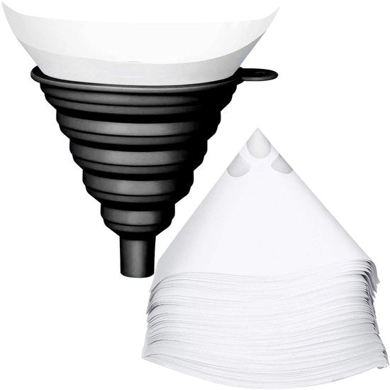Treccia con filtro in silicio - Filtro per cuscino di carta - Treccia siliconica pieghevole - Trasferimento liquido - 50 pezzi - Materiale alimentare - Funnel
