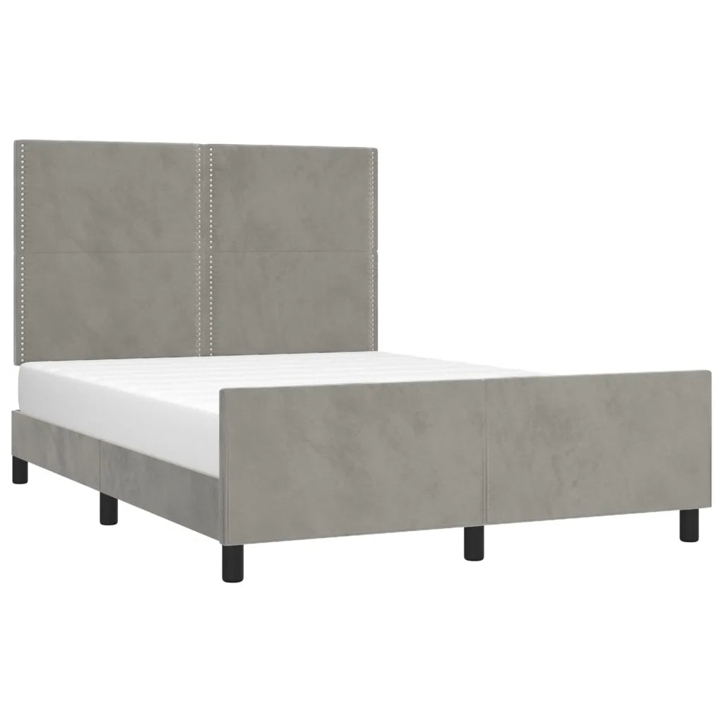 Giroletto con Testiera Grigio Chiaro 140x190 cm in Velluto cod mxl 58696