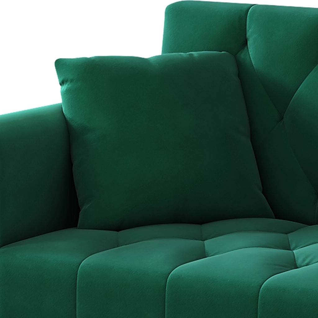 Divano letto 175x80x73.5 cm con schienale reclinabile in velluto verde
